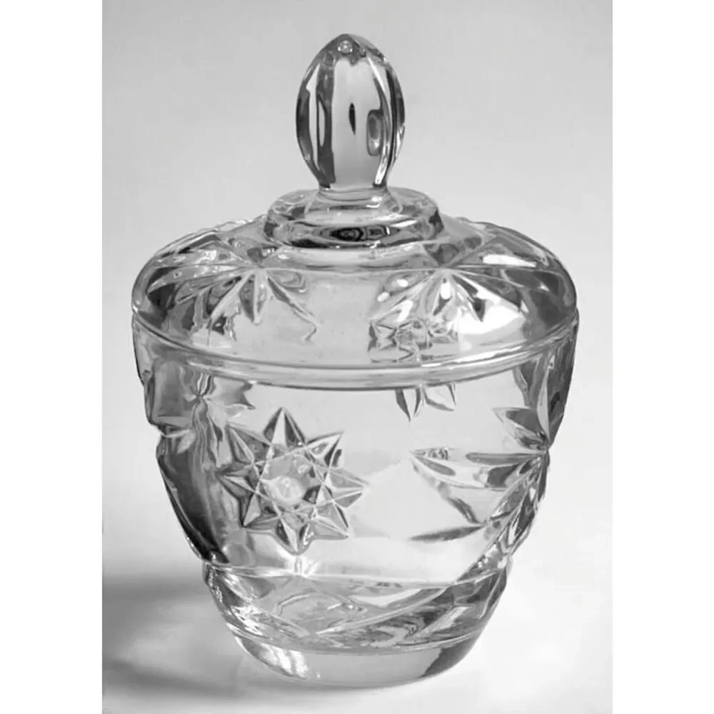 Anchor Hocking Early American Prescut Glass EAPC Clear Sugar Bowl, Lid & Creamer